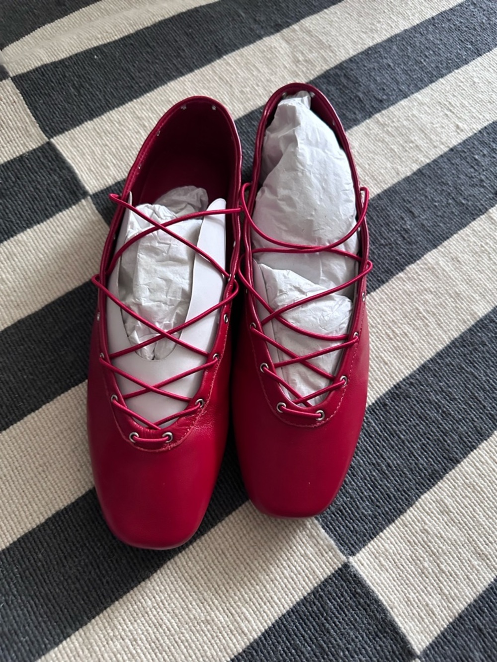 Steve Madden Women’s Red Lace-Up Ballet Flats 9.5